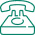 Green line icon of a classic rotary telephone.