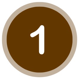 Brown circular icon with a beige border and the white number 1 in the center.