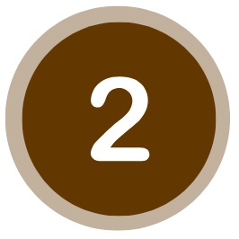 Brown circular icon with a beige border and the white number 2 in the center.